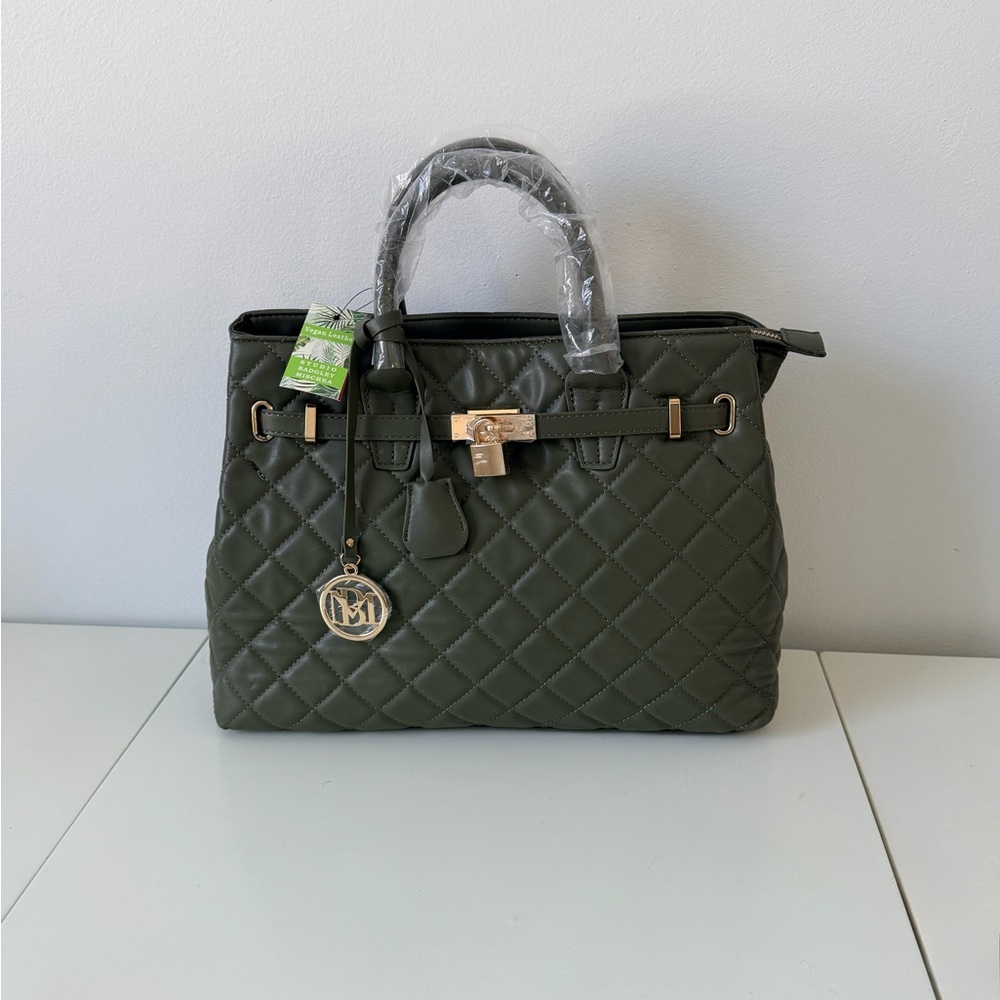 Badgley Mischka Olive Quilted Satchel